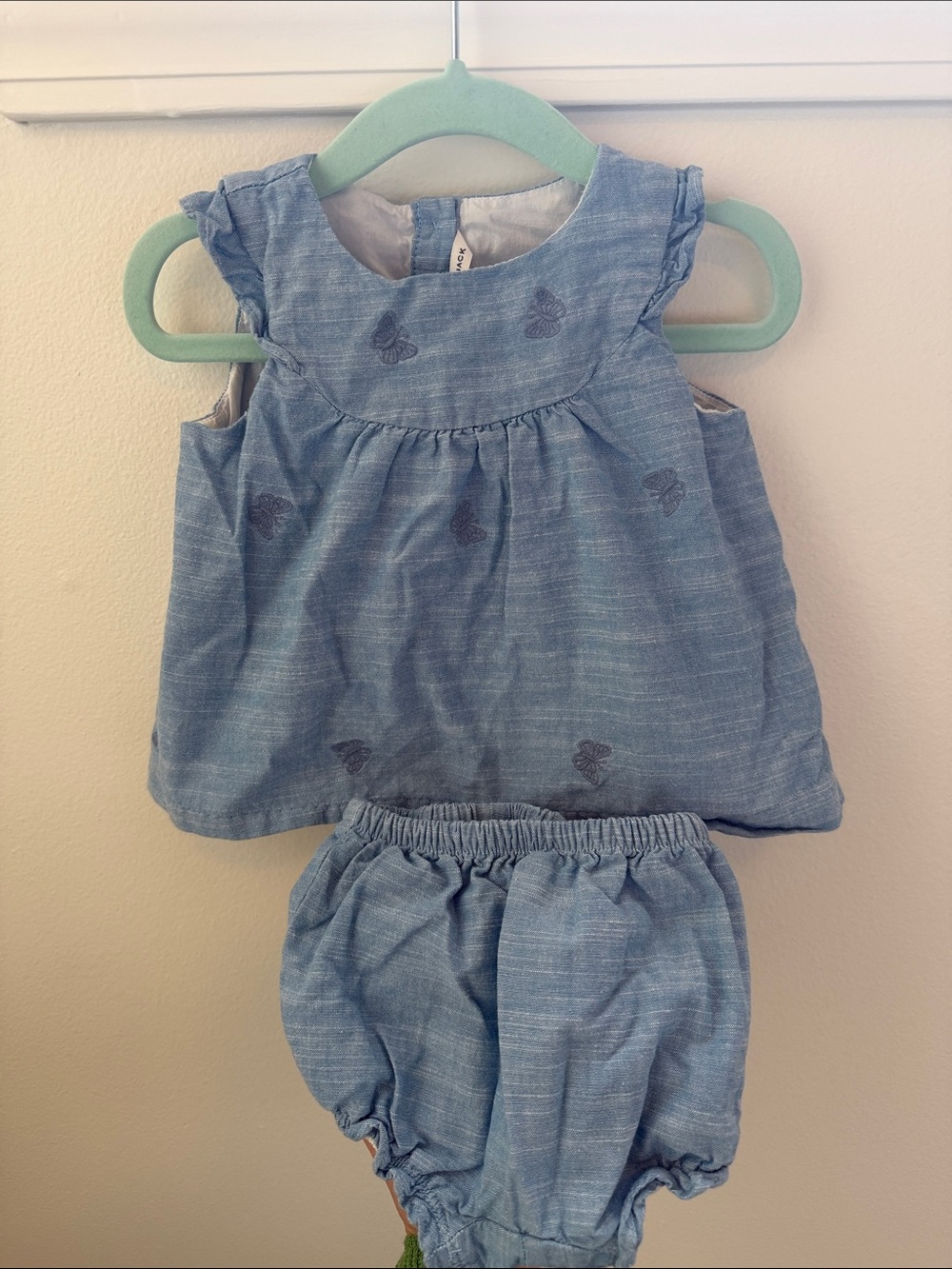 Janie and Jack Blue Chambray Butterfly Two-Piece Set